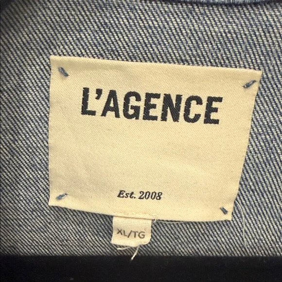 L'AGENCE Blue Raw Cut Denim Jacket - Picture 5 of 8
